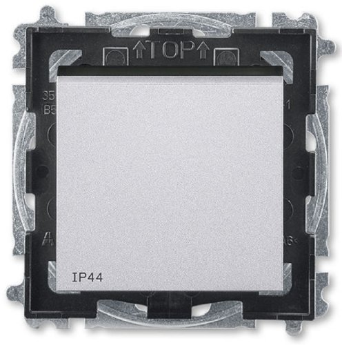 Переключатель кнопочный без рамки ABB EPJ Levit 1-кл. проходной IP44 серебро/дымчатый чёрный картинка